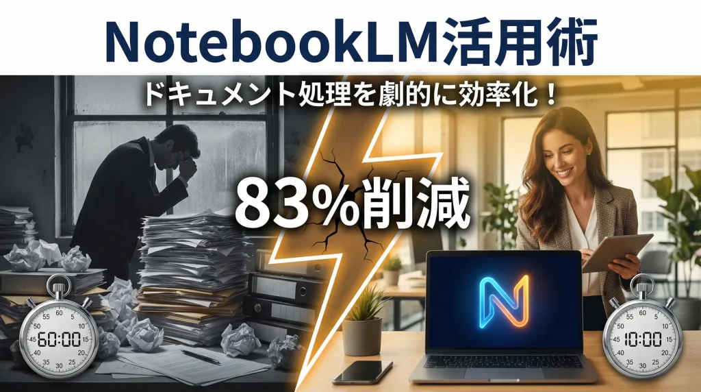 NotebookLMの活用術アイキャッチ。 ドキュメント処理を劇的に効率化