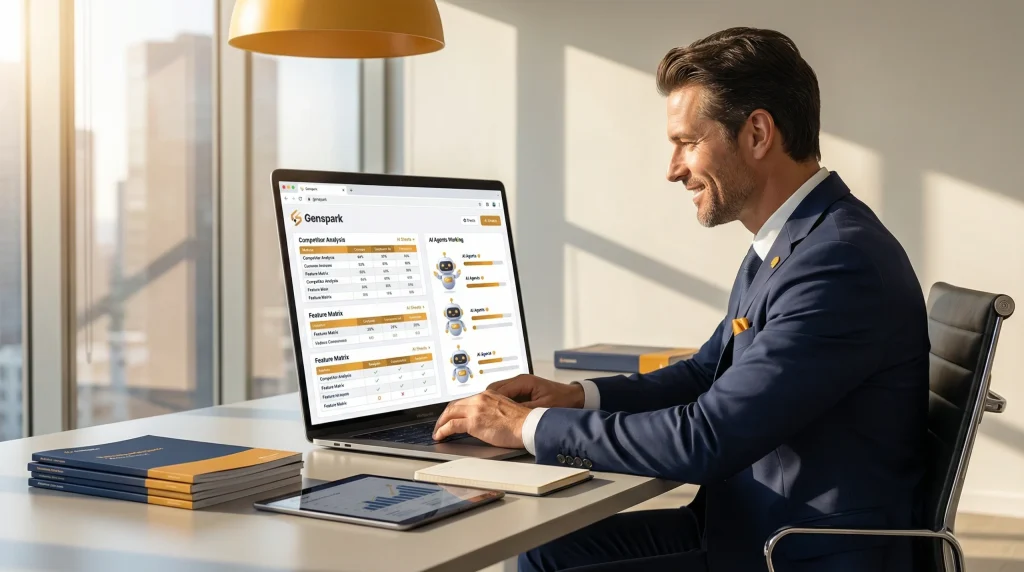 Genspark Plusで競合調査を効率化するビジネスパーソン