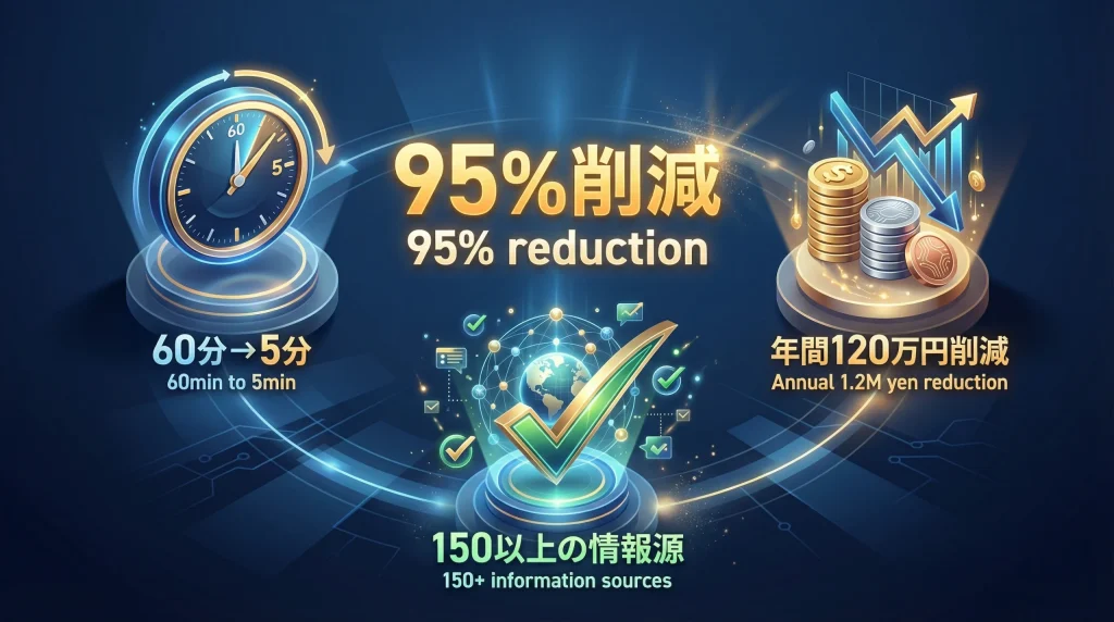 時短効果とコスト削減の数値化インフォグラフィック